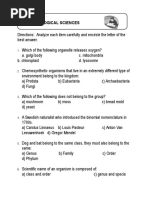 Biological Science Major Test Item B