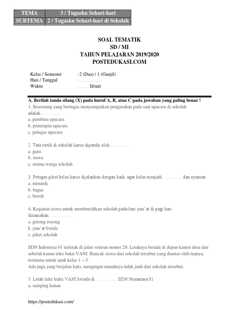 Asah Kemampuan: Latihan Soal Tematik