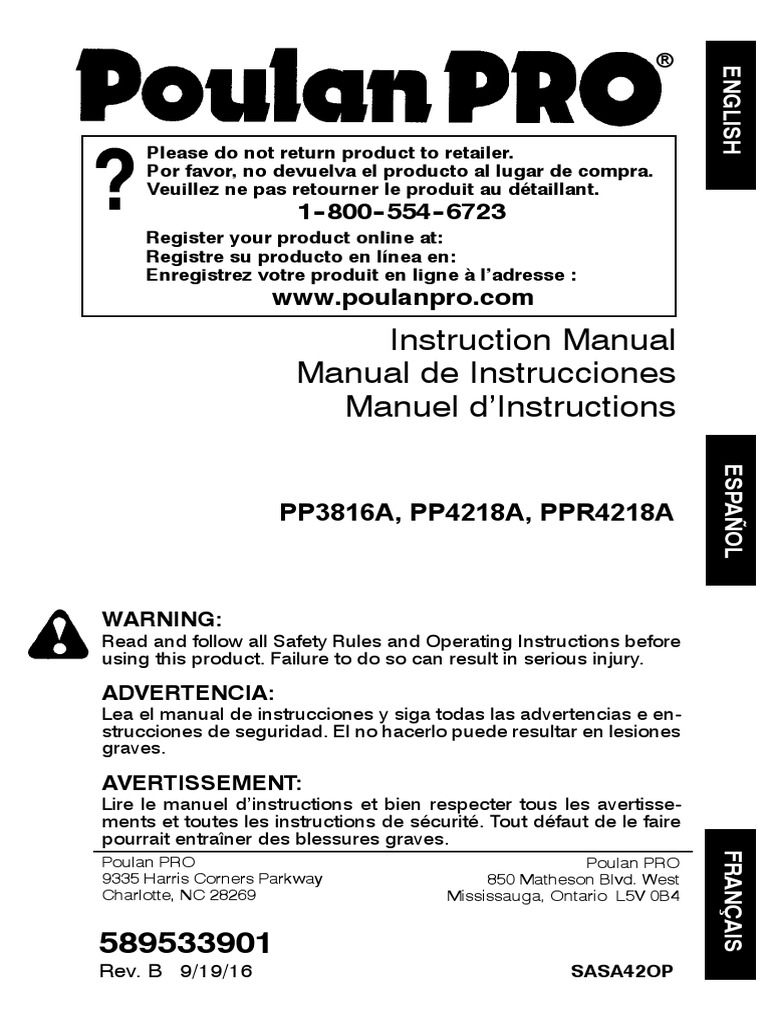 Motosierra Poulan Pro PP4218A PDF | PDF | Carburetor | Manufactured Goods