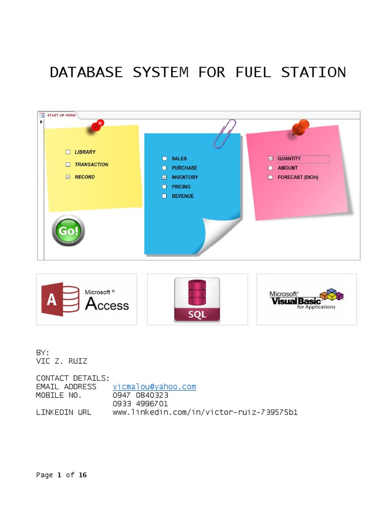 Database System For Fuel Station | PDF | Microsoft Access | Databases