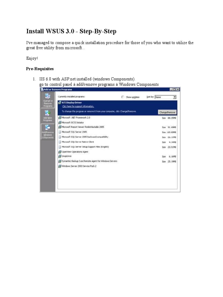 Install WSUS 3.0 - Step-By-Step: Pre-Requisites | PDF | Group Policy ...
