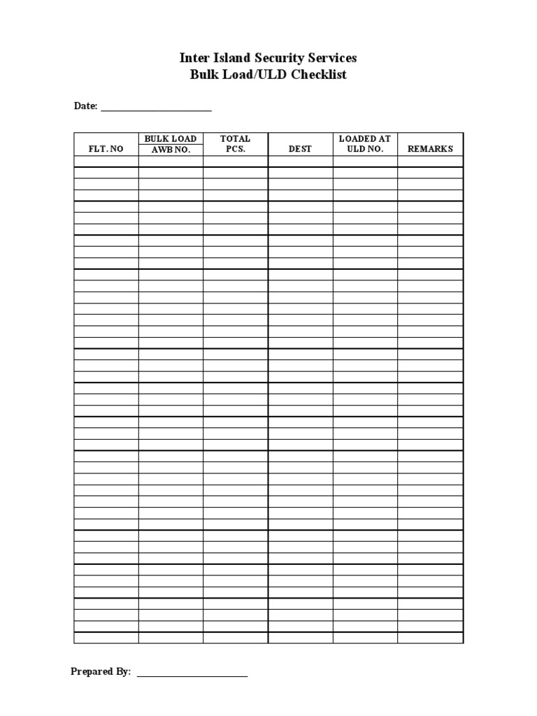 ULD Checklist for Inter Island Security | PDF
