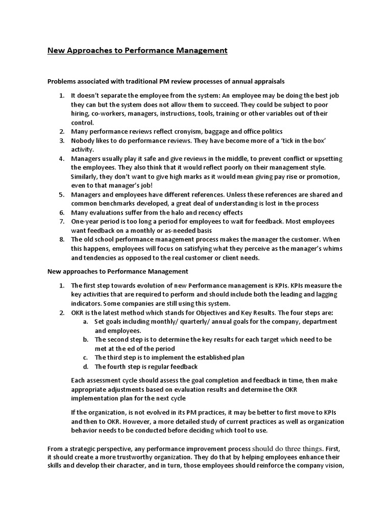 New Approaches To Performance Management | PDF | Performance Appraisal ...