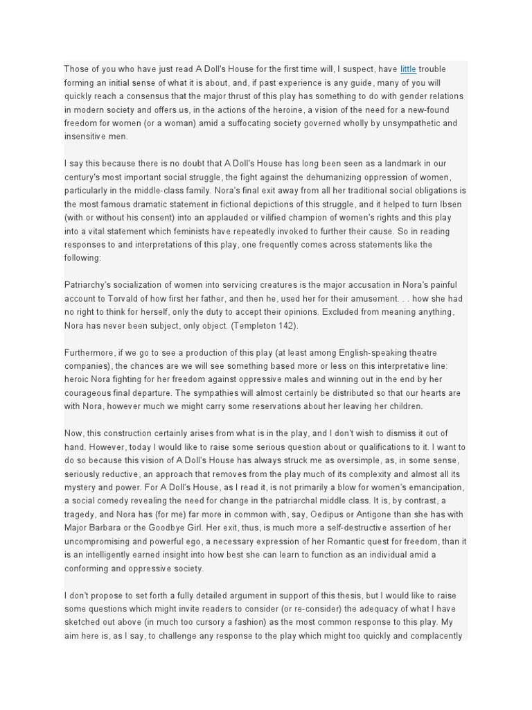 A Doll's House,Essay