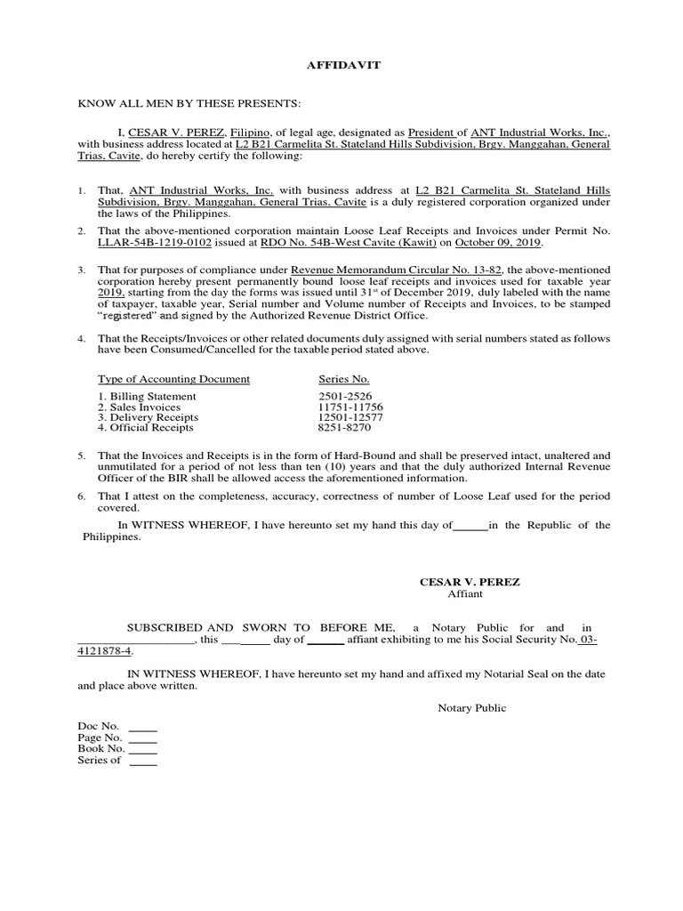 Affidavit Loose Leaf January15 Pdf Affidavit Common Law