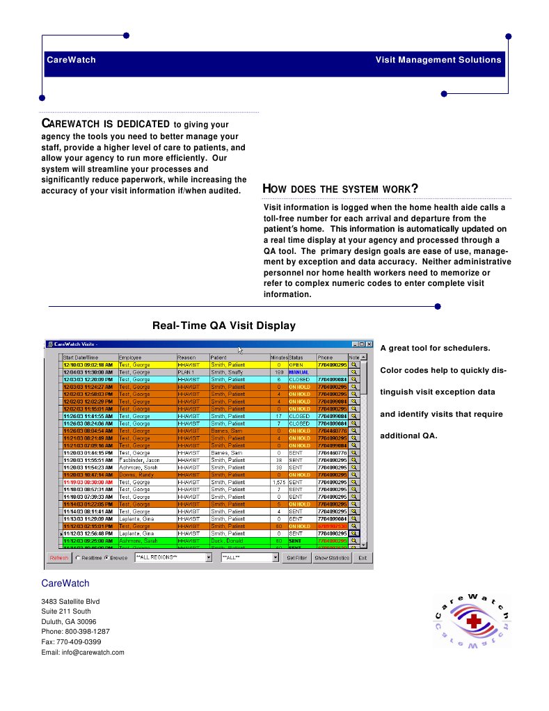 CareWatch Visit Management Solutions | PDF | Caregiver | Voicemail