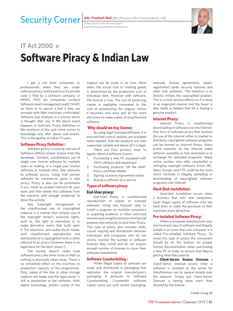 Software Piracy Laws in India PDF | PDF | Copyright Infringement | Download