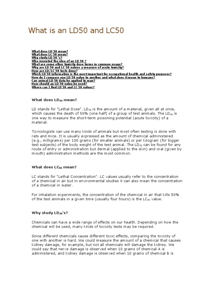LD50 and LC50 PDF Toxicity Environmental Science