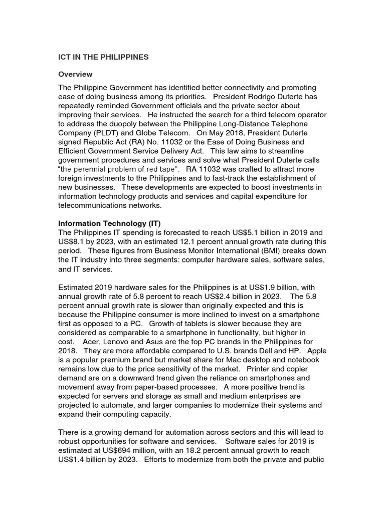 Ict in The Philippines | PDF | Telecommunication | Computer Security