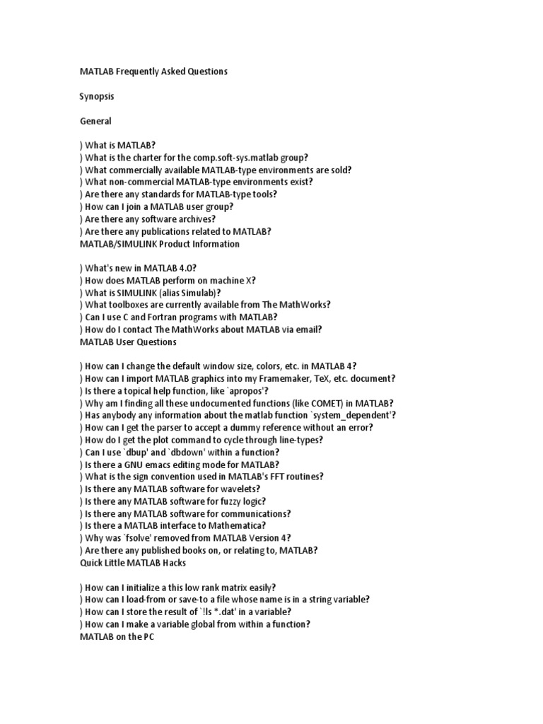 Matlab Interview Question Answer | PDF | Matlab | Mathematical Optimization