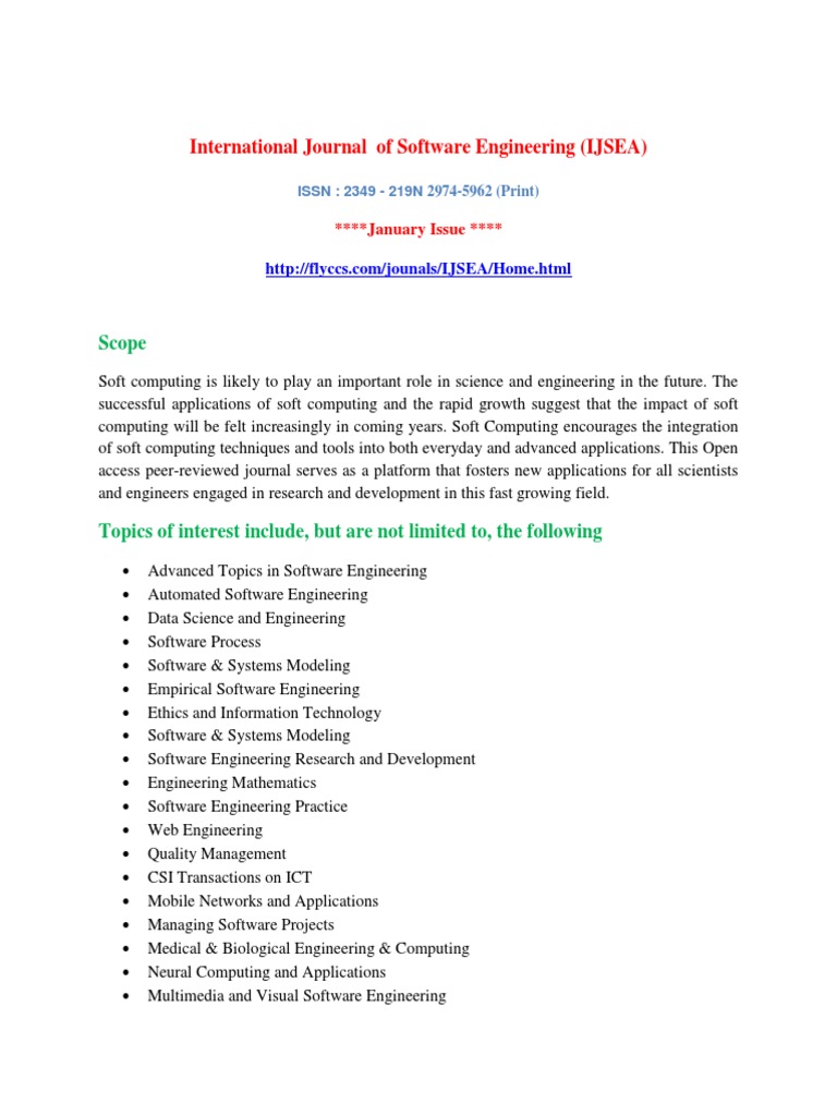 International Journal of Software Engineering (IJSEA) | PDF | Academic ...
