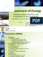 Economic Transformation and Governance in Oil Industry Benefits of Liquid Fuels Charter