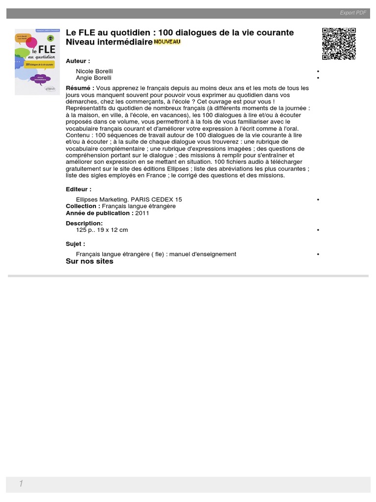 Dialogues quotidiens en français FLE | PDF