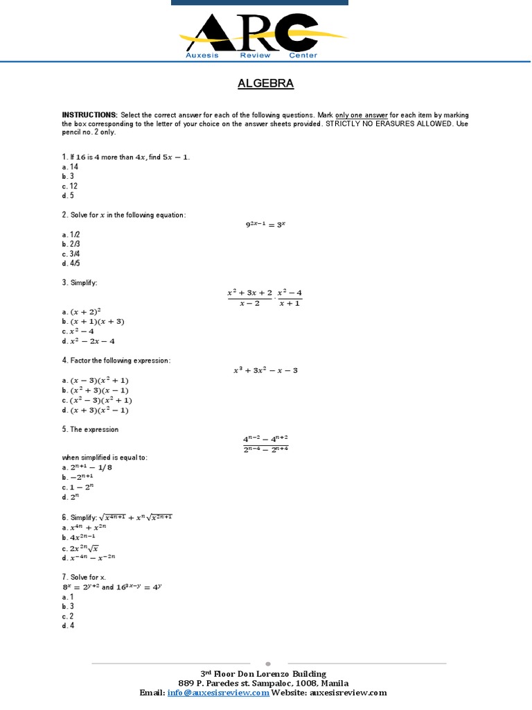 Exercise Algebra Speed Equations