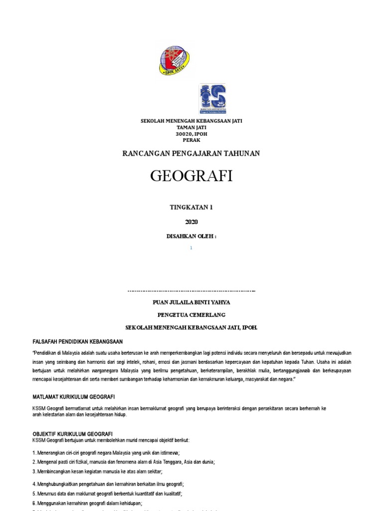 Panitia Geografi Smk Jati Rpt Tingkatan 1 Pdf