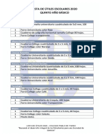 lista de útiles 5° básico 2020