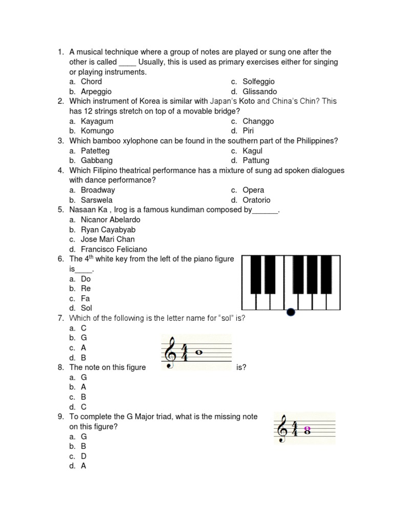 DRILL QUESTIONS SET A Orchestras Physical Education Free 30day