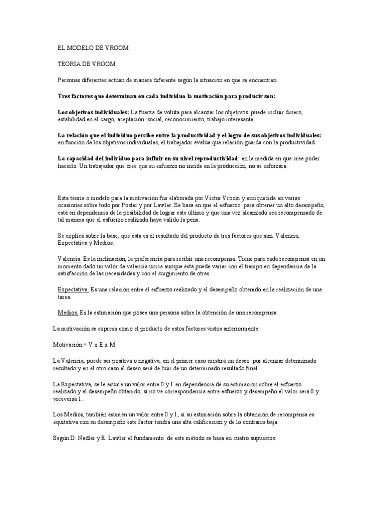 El Modelo de Vroom | PDF | Motivación | Motivacional