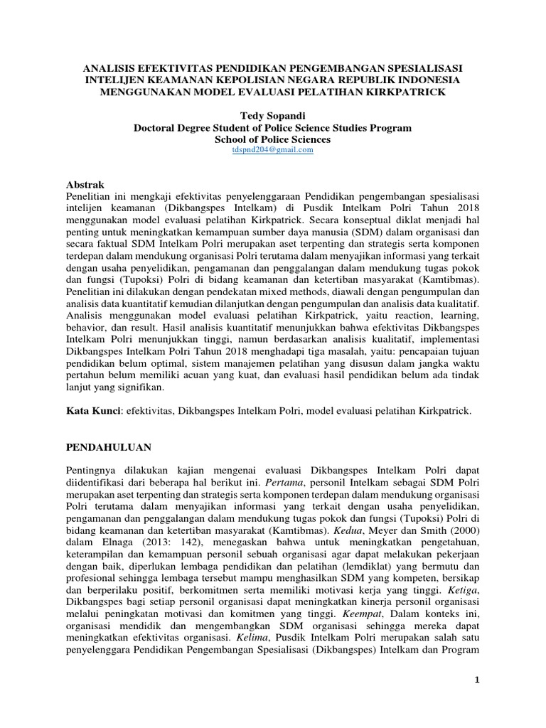 Integrasi Model Evaluasi Kirkpatrick Dengan Model Countenance Stake | PDF