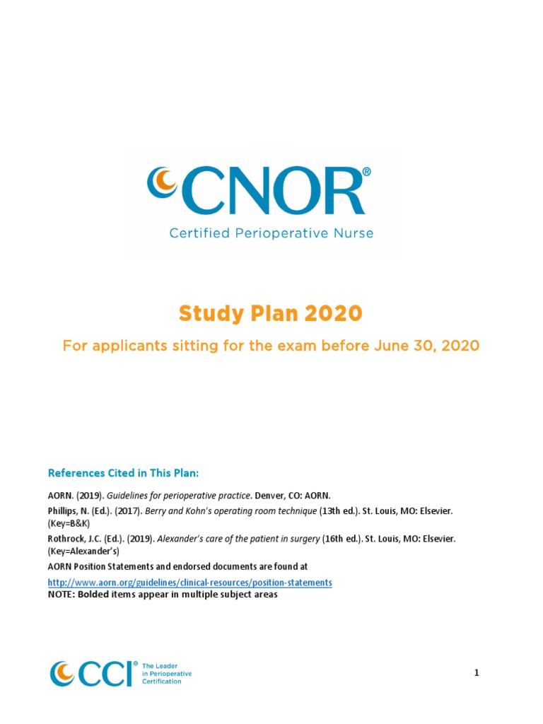 CNOR Exam Study Plan 2020 | PDF | Surgery | Sterilization (Microbiology)