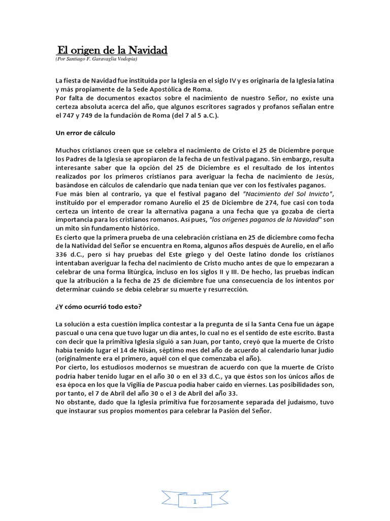 Orígenes de la Navidad: Historia y Significado | PDF | Navidad | Pascua ...