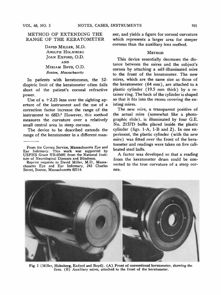 Method of Extending The Range of The Keratometer PDF Cornea Senses