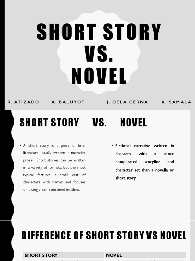 Short Story Vs Novel PDF Narrative Narration