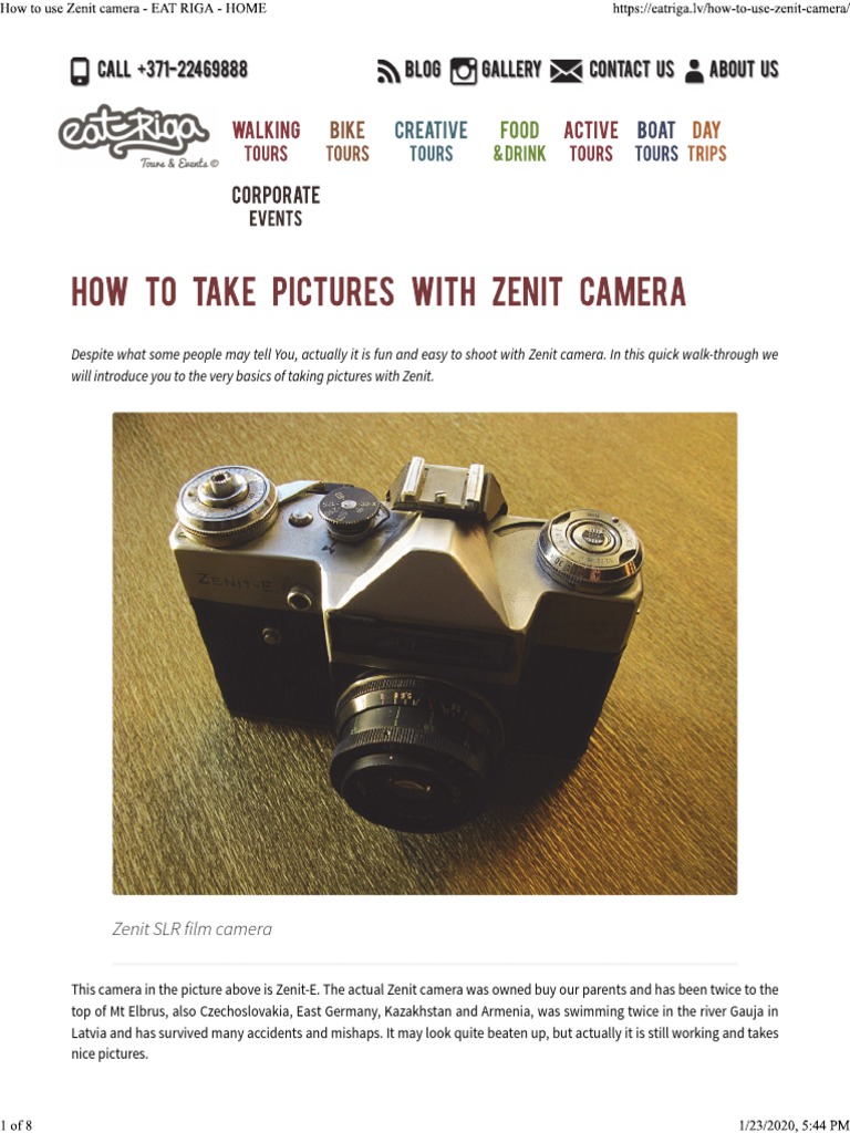 How To Use Zenit Camera EAT RIGA HOME PDF