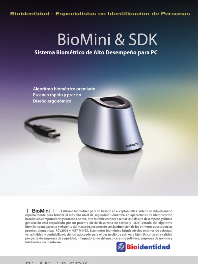 Bioidentidad BioMini Folleto | PDF | Biometría | .NET Framework