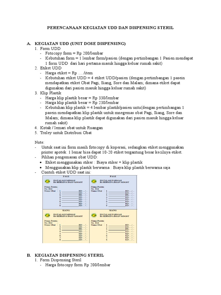 Perencanaan Kegiatan Udd Dan Dispensing Steril | PDF | Griya & Taman ...