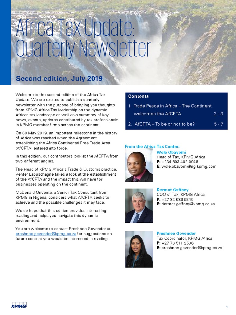 Kpmg Africa Tax Update World Economy Trade