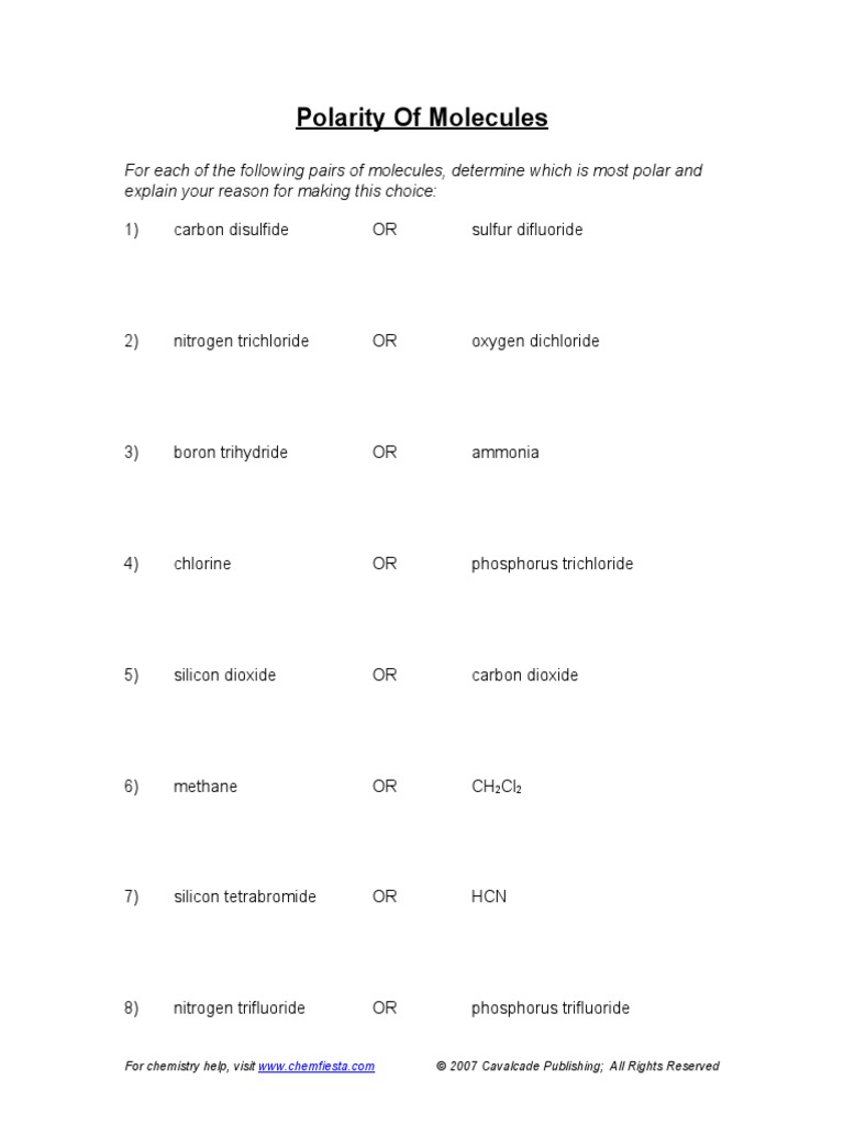 IMF Worksheets Combined - W Answers | PDF | Chemical Polarity