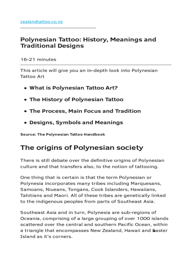 Polynesian Tattoo History and Meanings | PDF | Polynesia | Tattoo