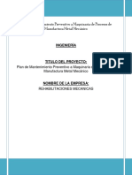 3491 Rehabilitaciones Mecánicas Plan de Mantenimiento Preventivo