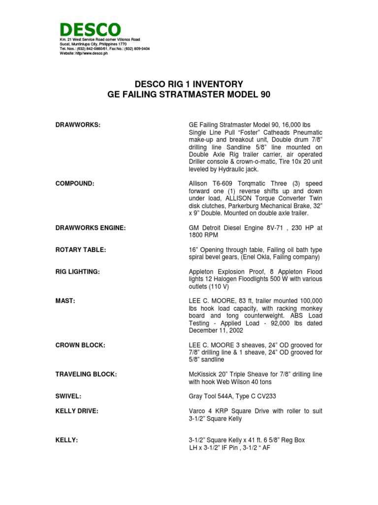 Rig Inventory | PDF | Automotive Industry | Transport