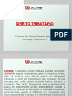 Aula Uniritter - Direito Tributário - Aula I