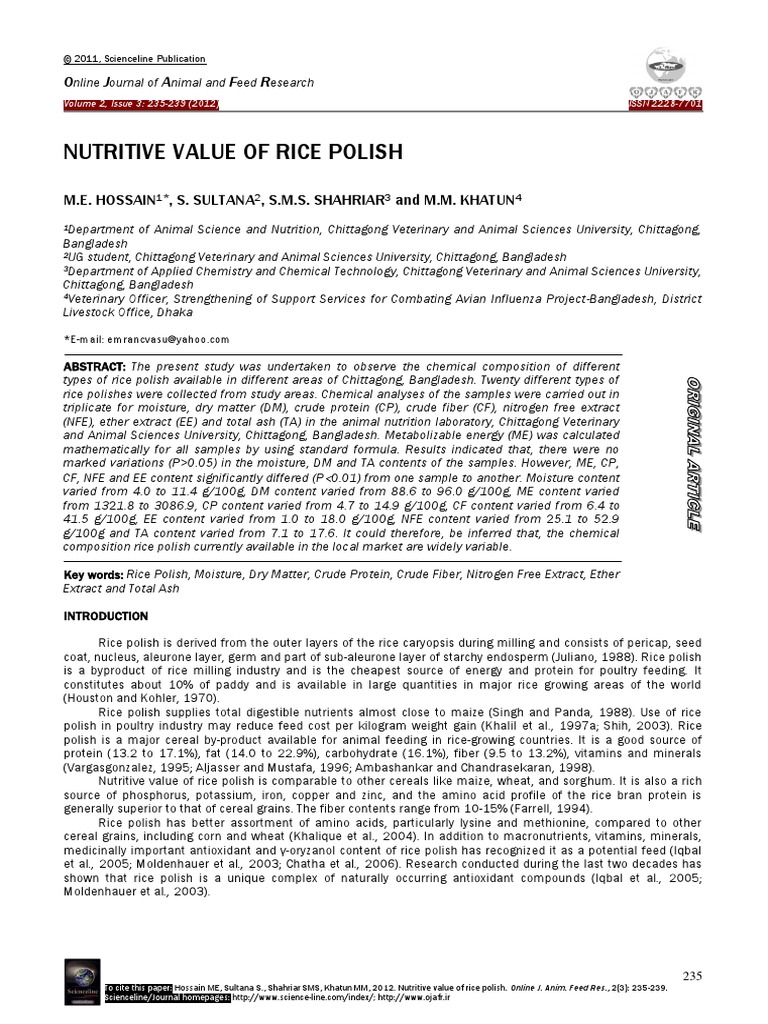Rice Polish Composition PDF Cereals Rice
