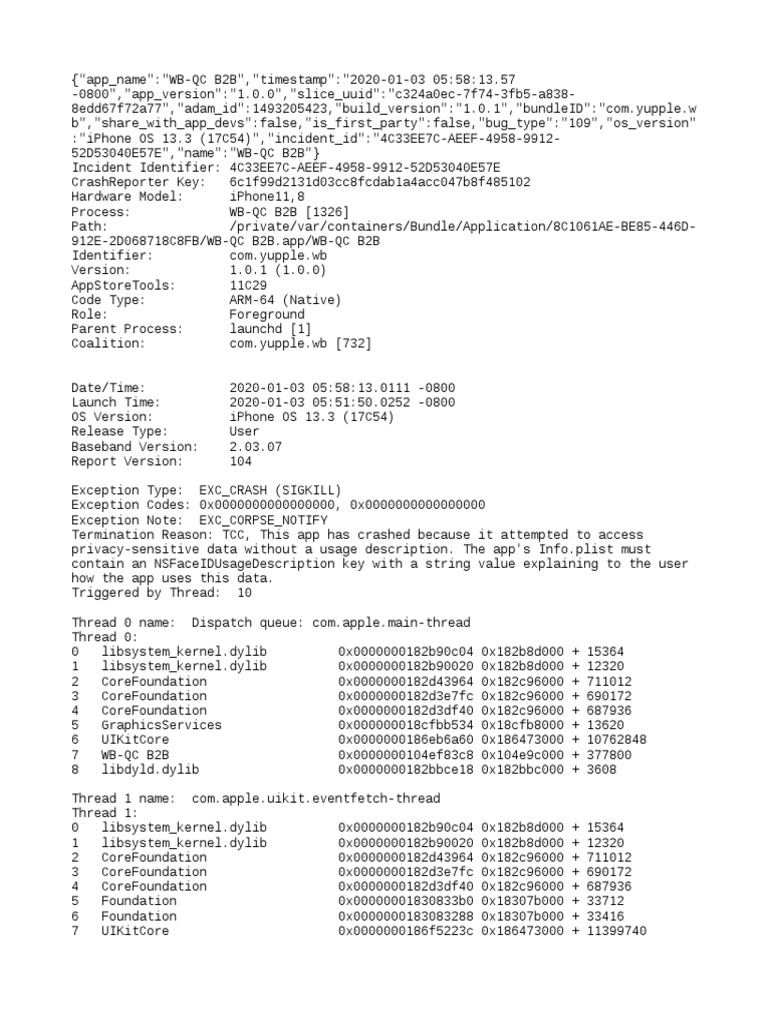 WB-QC B2B Crash Report Summary | PDF | Concurrency (Computer Science ...