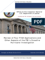 Review of Four FISA Applications and Other Aspects of The FBI's Crossfire Hurricane Investigation