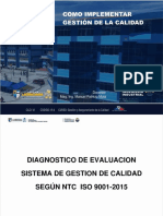 DIAGNOSTICO DE EVALUACION SISTEMA DE GESTION DE CALIDAD SEGÚN NTC  ISO 9001