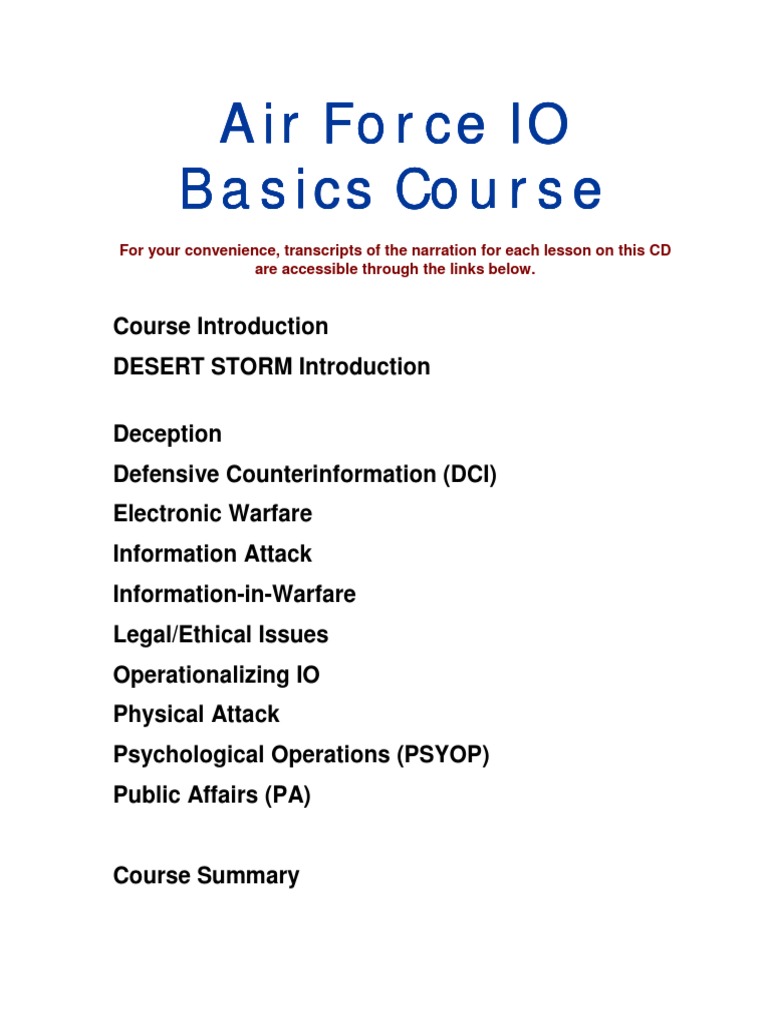 Air Force Information Operations Basics Course PDF Gulf War