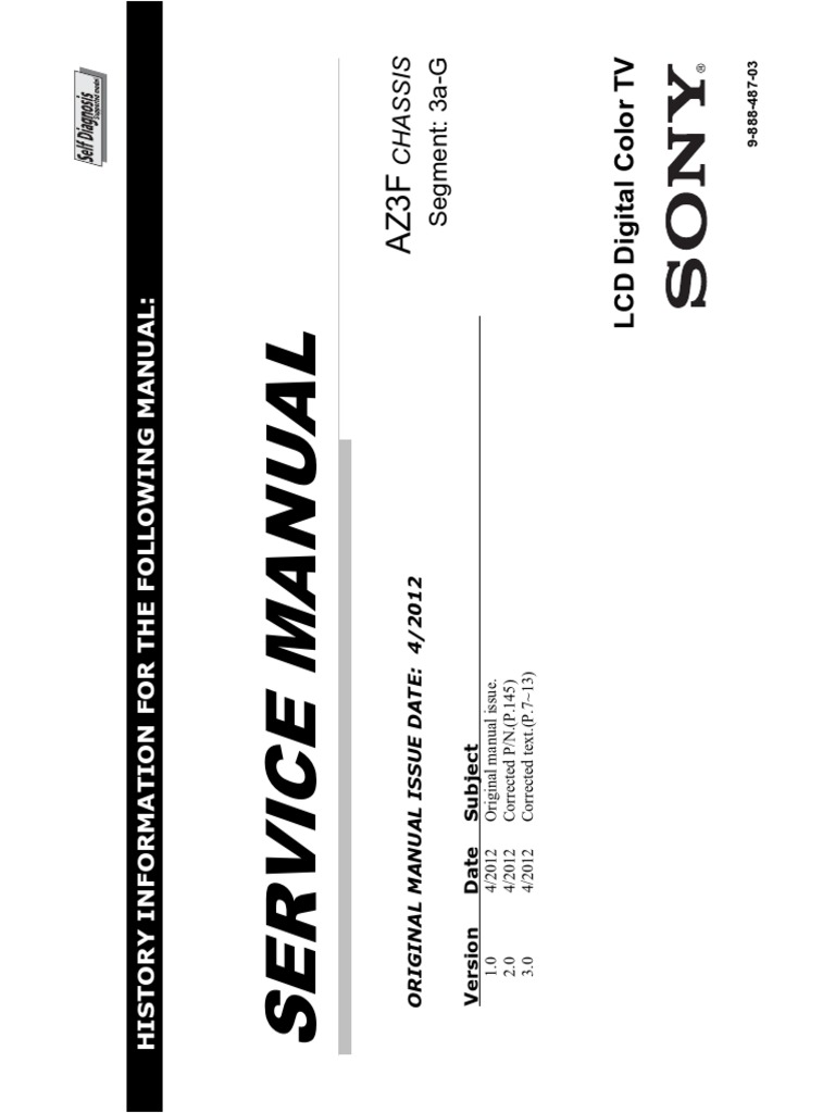 Sony KDL Service Manual | PDF | Electricity | Electrical Engineering