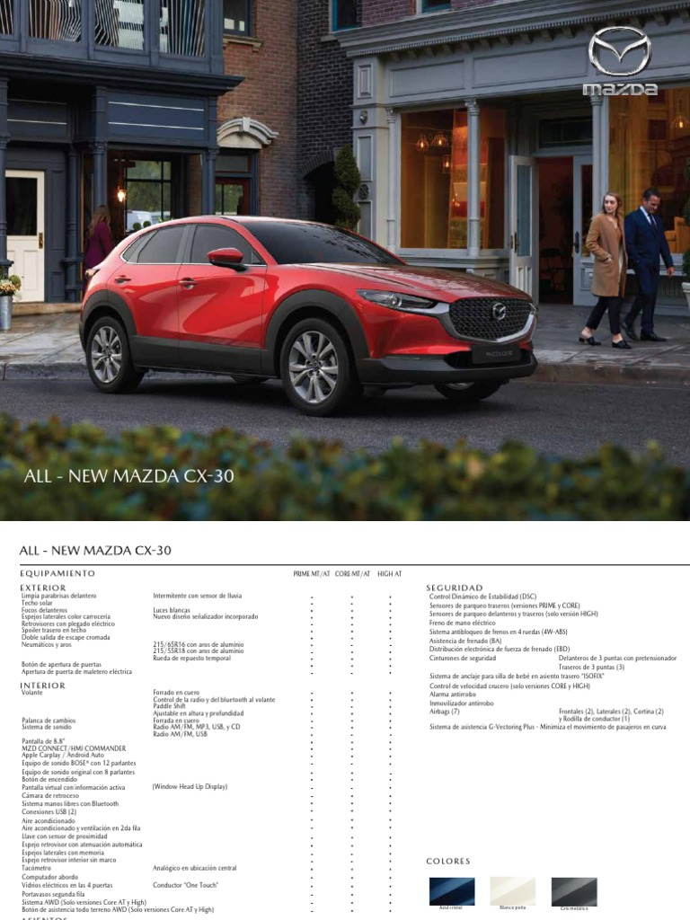 New Mazda CX 30 Ficha Tecnica PDF Vehículos Vehículo de motor