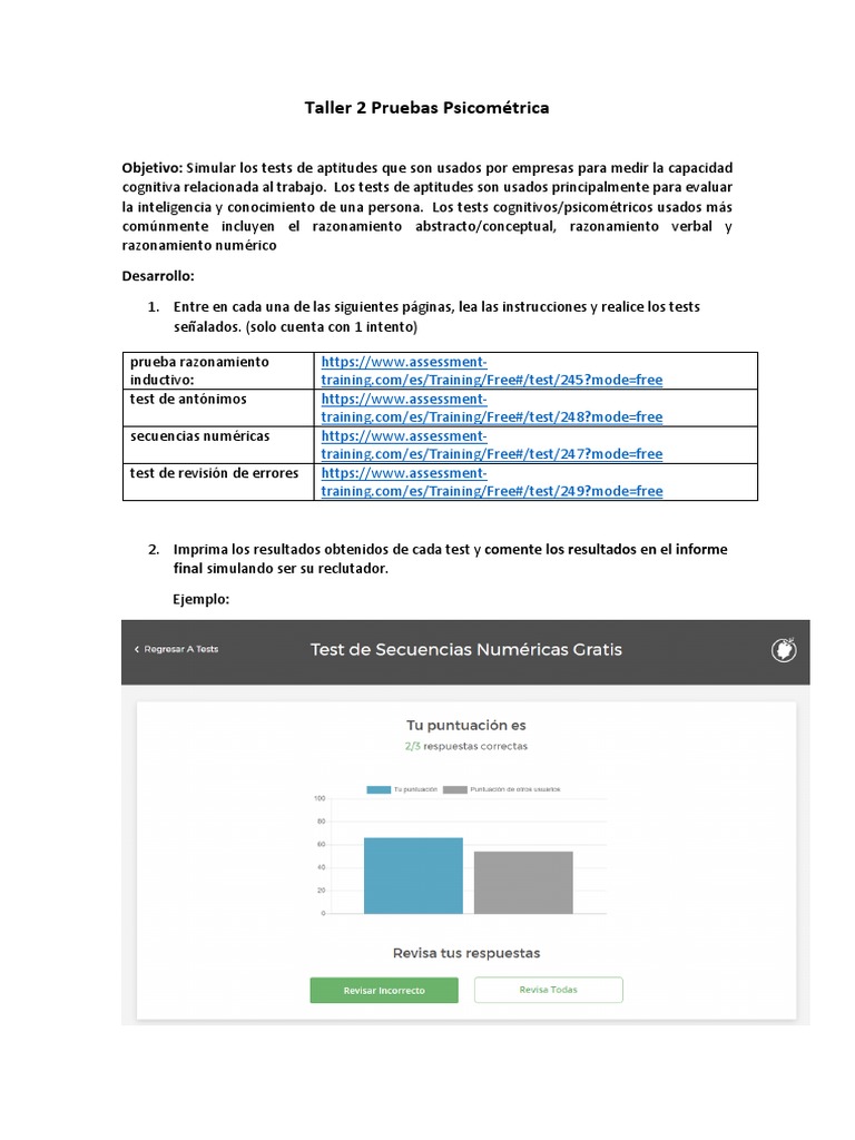 Taller 2 Pruebas Psicométricas PDF | PDF