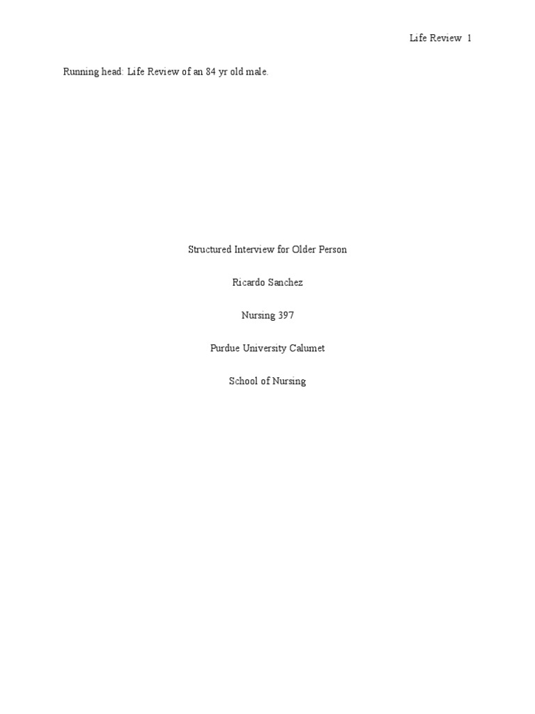 Life Review of an 84-Year-Old Male | PDF | Family | Id