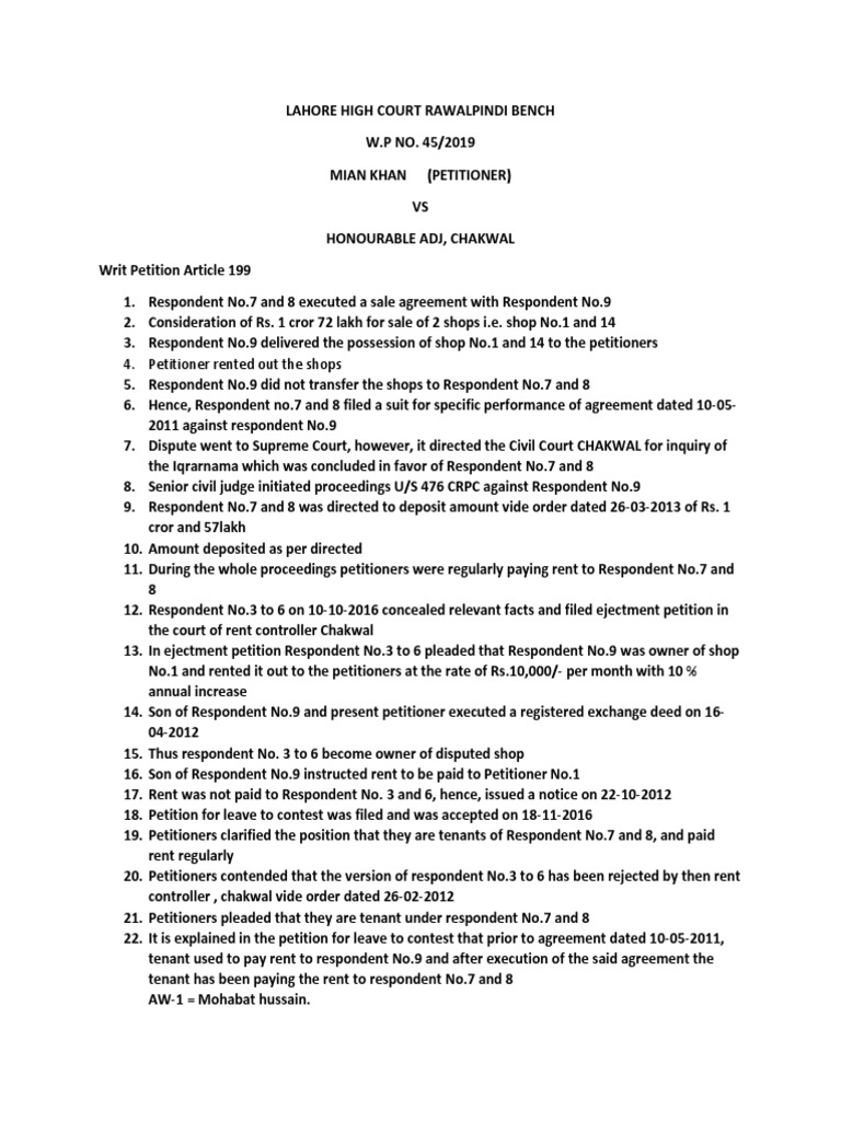 Lahore High Court Rawalpindi Bench Case | PDF | Lawsuit | Judgment (Law)
