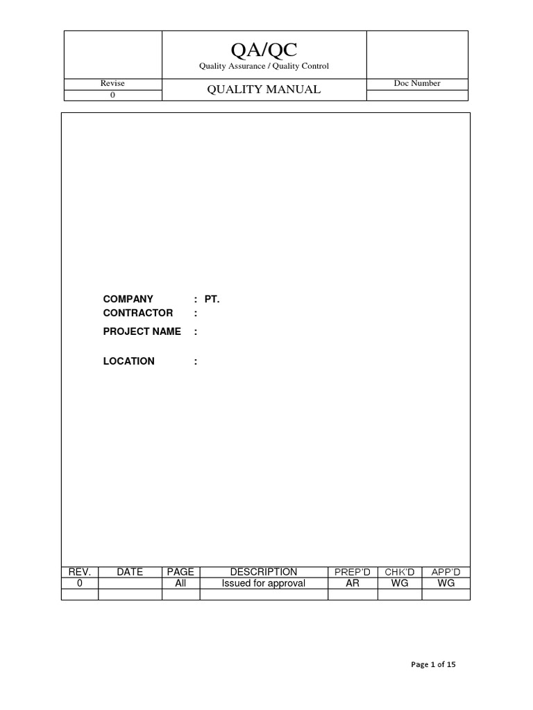 Qa & QC Manual - Draft | PDF | Quality Assurance | Iso 9000