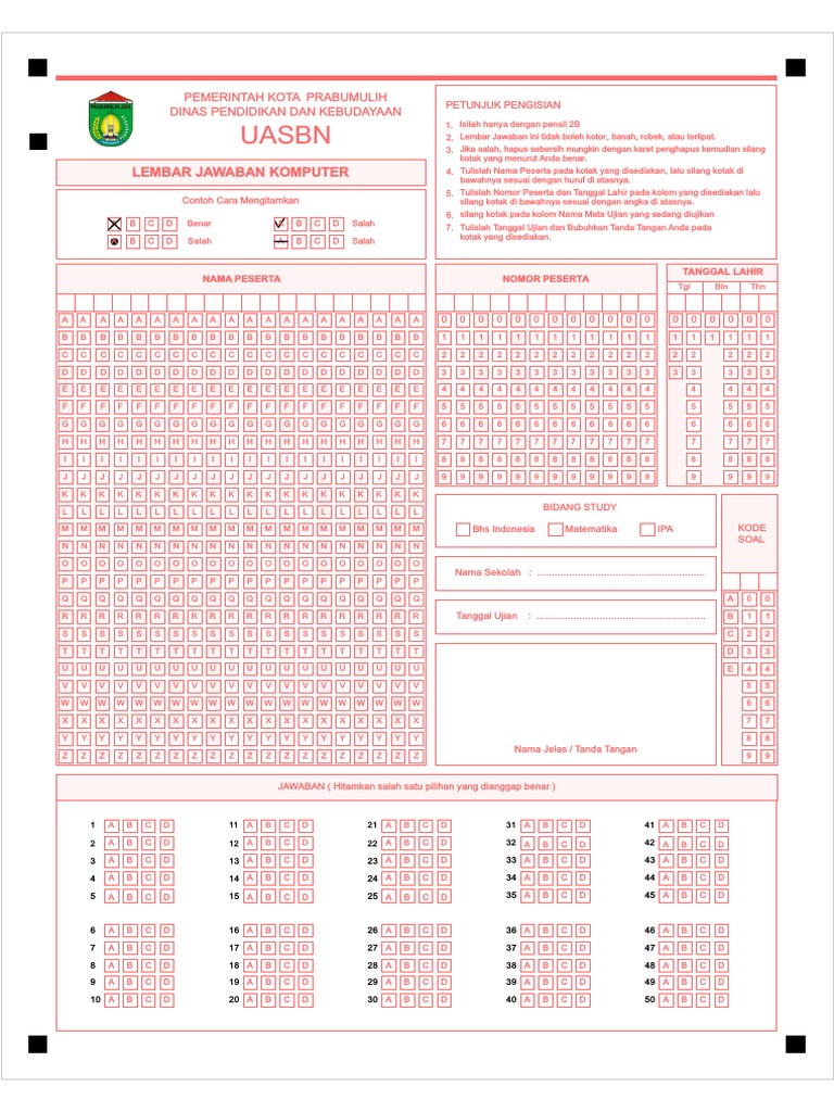 Contoh Ljk Ujian Sekolah Sd 2020 Pdf