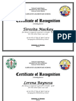 Sampaguita Elementary School Certificates of Recognition