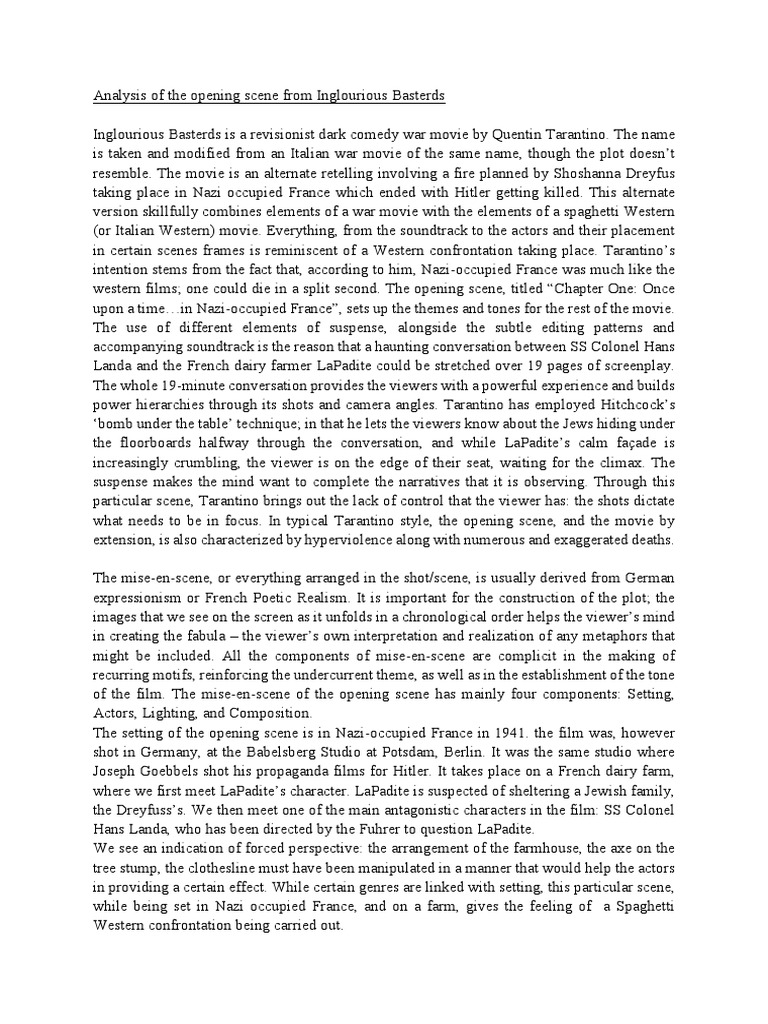 Analysis of Inglourious Basterds PDF